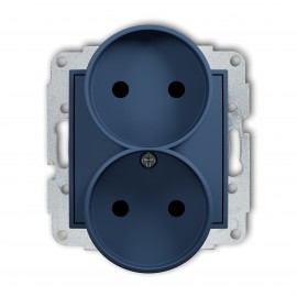 Розетка подвійна без заземлення navy blue 64MGPR-2p MINI (зі шторками)