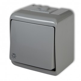 Вимикач 1-клавішний "світло" Karlik Junior IP54 сірий 10А 10WHE-5